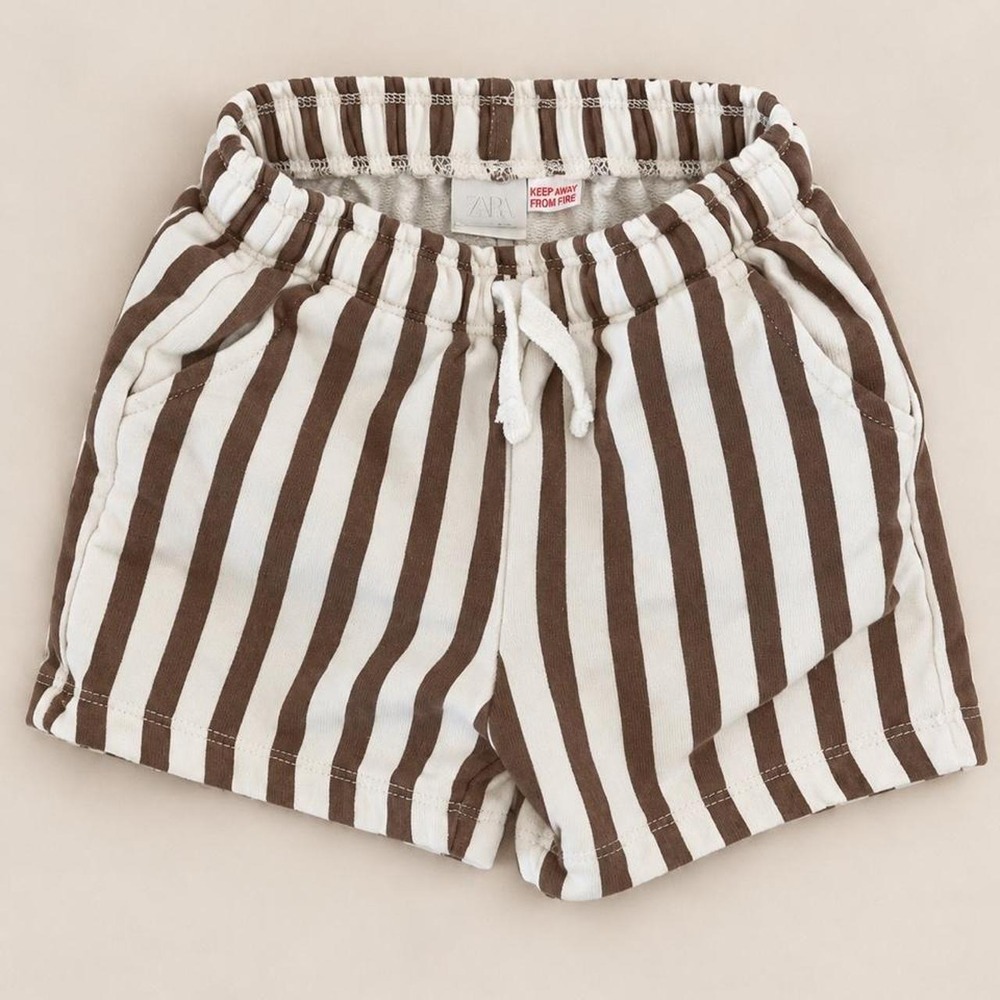 Zara Kids Brown & Cream Striped Shorts | 3 Years (98 cm)
